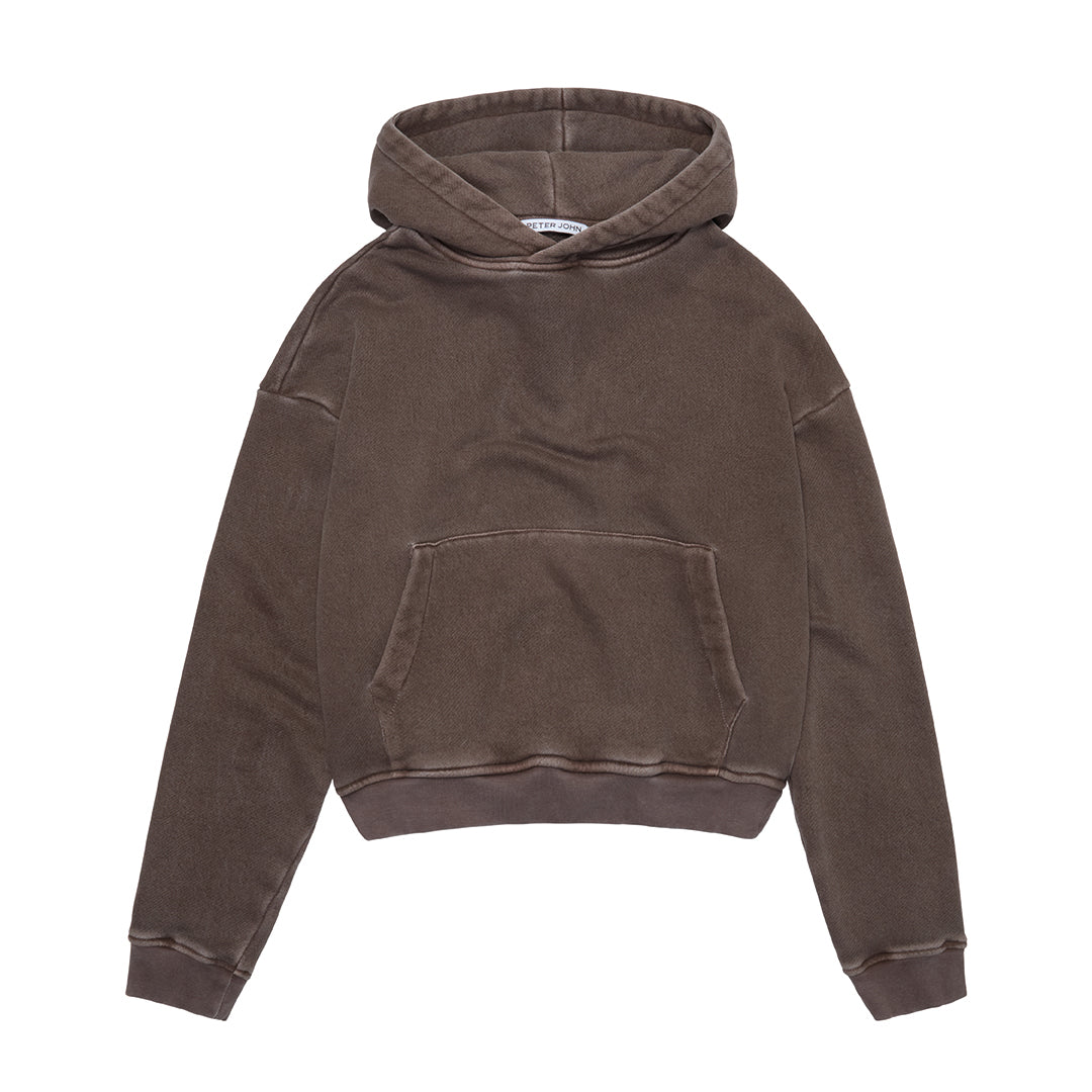 Cropped Hoody Washed Brown
