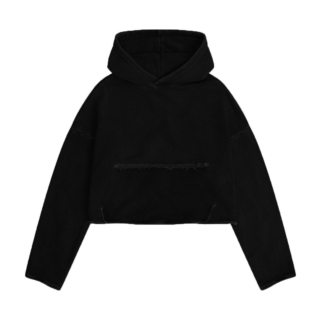 Reworked Cropped Hoody Black