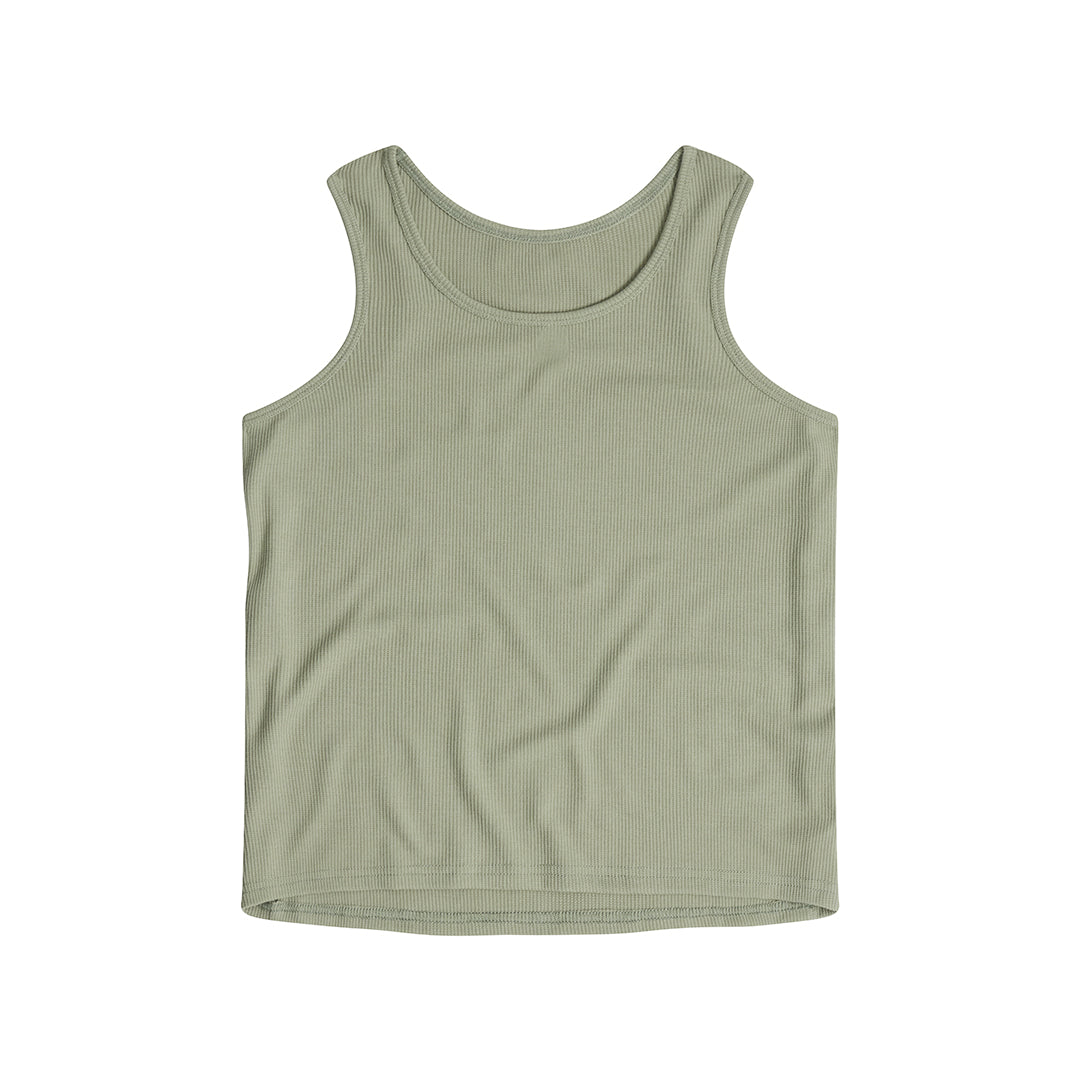 Cropped Ribbed Vest Olive