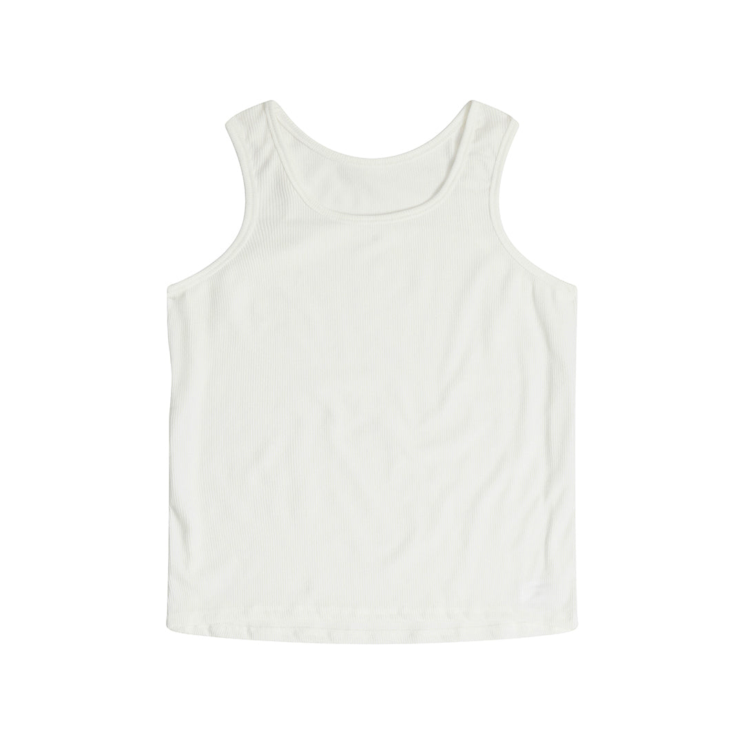 Cropped Ribbed Vest White